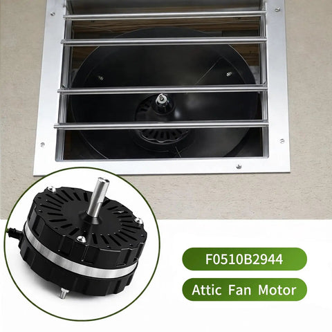 Attic Fan Replacement Motor Kit For Lomanco 2000 Power Vent Black Replaces F0510B2944 And F0510B2497 with fan grill
