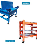 Heavy Duty Leveling Casters Set For Industrial Machinery And Workbenches Retractable Plate Wheels on workbench and storage rack.