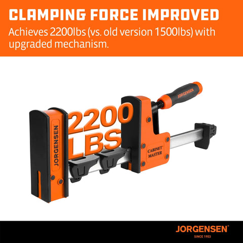 Heavy Duty 12 Inch Parallel Bar Clamps Two Pack Built Like A Tank Steel Tool With Quick Release Handle And Rubberized Pads For Cabinet Build Furniture Fix Zero Warp Cutting Board Task, displaying 2200 lbs clamping force.