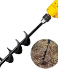 Garden Auger Drill Bit For Bulbs And Bedding Plants, 1.8 By 15 Inch, Three Eighths Inch Hex Drive Earth Digger attached to drill
