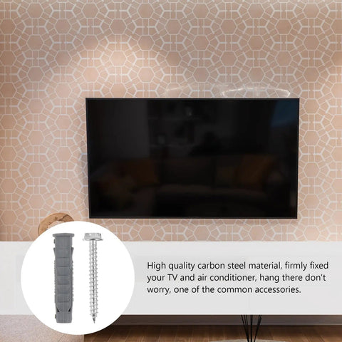 Ribbed Plastic Wall Anchors And Carbon Steel Screws Kit For TV Bracket Mounting Heavy Duty Rust Resistant Suitable For Drywall And Hollow Walls 6 Anchors And 6 Screws, TV wall mount