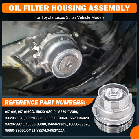 Beefed Up Aluminum Oil Filter Housing Cap Assembly Kit 6061 T6 Billet Aluminum Construction Leakproof Seal in vehicle