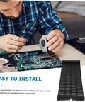 Durable Circuit Board Bracket Anti Static Storage Rack PCB Holder for electronics next to a technician working on a circuit board.