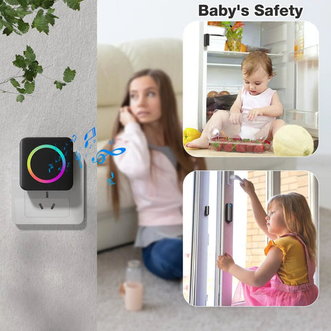 Wireless Door Chime When Doors Open For Home And Business Use, Easy Install Door Sensor Bell That Alerts When Entry Is Detected, Perfect For Toddlers And Seniors With Dementia, Customizable Tones And Several Volume Options on wall outlet