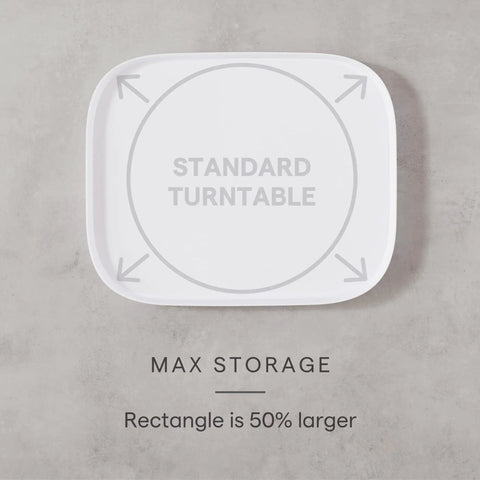 Rectangle Lazy Susan Turntable for Cabinets and Pantries, 360 Degree Spin Kitchen Organizer, Non Slip, White Speckled BPA Free