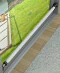 Adjustable Sliding Glass Door Security Bar In White Finish Updated Model Fits 16 To 51 Inches installed on sliding door