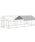 Walk-In Metal Chicken Coop With Waterproof UV Cover, Spacious 10 ft L by 26 ft W by 6.56 ft H Poultry Run House with Steel Frame