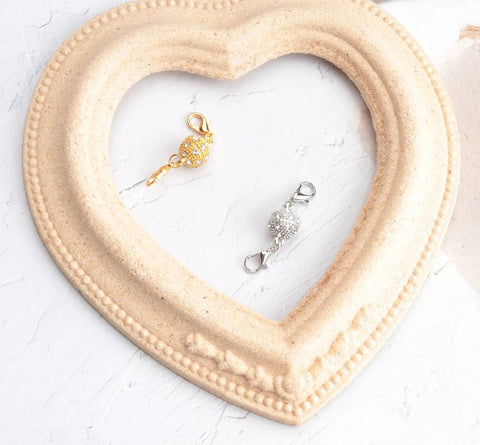 Two Pack Magnetic Locking Clasps With Rhinestone Lobster Clasps For Jewelry Making Necklace And Bracelet Extenders