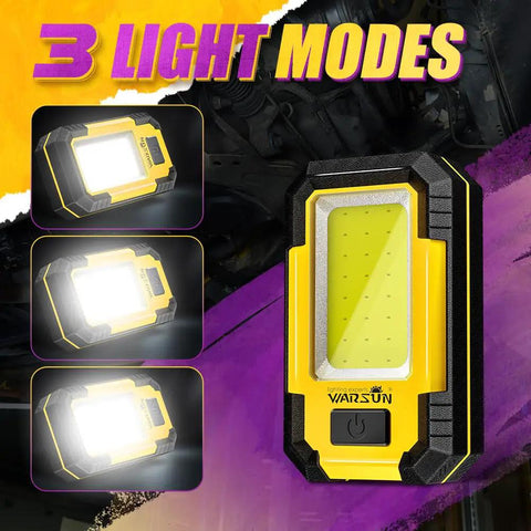 2 Pack Portable Led Rechargeable Work Light With Magnetic Base And Hanging Hook, 30W 1200 Lumens Super Bright, 5000K Daylight, Yellow, 3 light modes