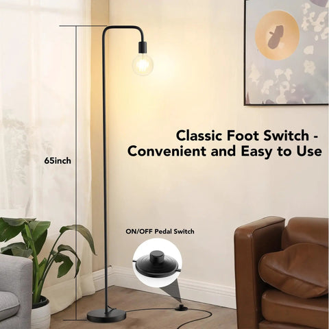 Industrial Tall Floor Lamp With Light Bulb Included Black Led Floor Lamp For Home Office Bedroom Decor Reading 360 Degree Beam