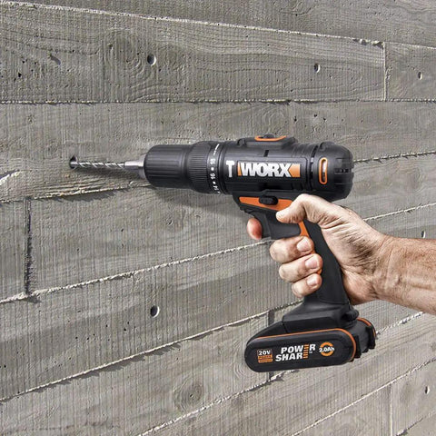 Heavy Duty Cordless Impact Drill Equipped With Killer Dual Speed Motor And 18 Precision Torque Settings For No Sweat Home Repairs And Rock Solid Construction Power drilling into wood wall