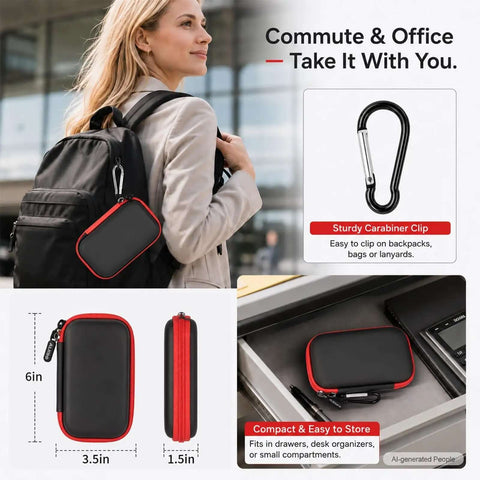 Rock Solid USB Stick Case And Thumb Drive Holder Clutch Tech Storage Pouch For SanDisk Kingston Drives snugly attached to a backpack.