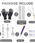 Beginner Friendly Belly Button Piercing Kit 16Pcs Set With Navel Rings Pliers Disposable 12G And 14G Stainless Steel Needles For DIY