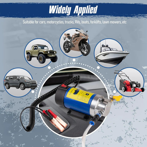 12V 100W Oil Extraction Pump For Ultra Quiet Fluid Transfer No Fuss Self Priming Oil Change Kit For Cars Boats Motorcycles Mowers And RVs With 3 Hoses And Adapters