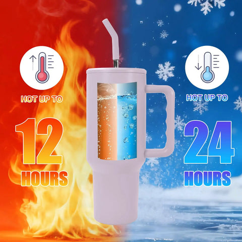 40 Oz Sublimation Tumbler With Detachable Handle 4 Pack Stainless Steel Insulated Water Bottle Travel Cup Matte Purple hot cold display