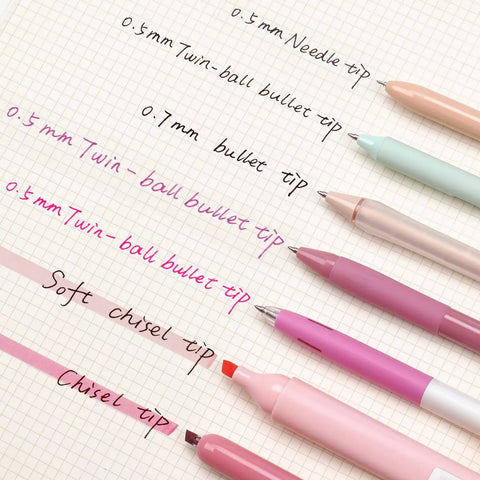 Gel Pen And Highlighter Journal Set Featuring A 7 Piece Assortment Of Pastel And Neutral Colors Twin Ball Fine Point Pens
