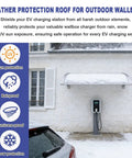 Tough As Nails Outdoor EV Charger Cover Weatherproof Charging Station Roof Drip Proof Rain Snow UV Shield mounted above EV charger.