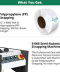 Top Shelf Semi-Automatic Table Top Strapping Machine Kit With 1/2 Inch By 9900 Feet White PP Polypropylene Strapping Roll.