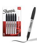 Premium Fine Tip Permanent Markers In Solid Black Pack Of 5 Quick Drying Bold Ink That Flows Like Butter On Paper Metal Or Plastic Water Resistant Fade Proof Sweet Buy For School Or Creative Builds in a pack with one marker drawing