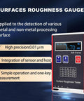 Portable Surface Roughness Tester Gauge With 0.01 μm Precision Provides Ra Rq Rz Rt Measurements From 0.05 To 15 μm And 0.1 To 50 μm, red and black profilometer with digital display and function buttons
