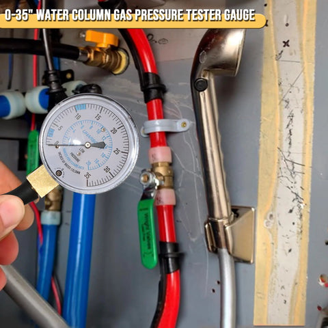 UHARBOUR manometer gas pressure tester gauge 0-35 in WC, 1/8 in NPT fitting, 40 in hose