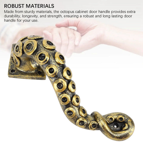 Dope Octopus Resin Door Handle, Vintage Bronze Cupboard Furniture Pull in heavy-duty steampunk style, shown close-up