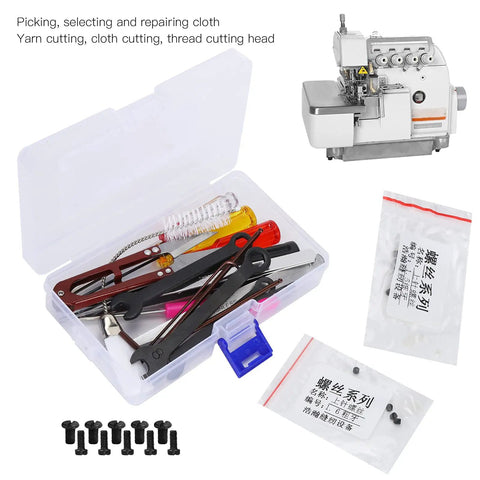 Pro Grade Overlock Sewing Machine Maintenance Tool Kit With Storage Box, 14 Essential Tools, tweezers, hex wrenches, and extra screws