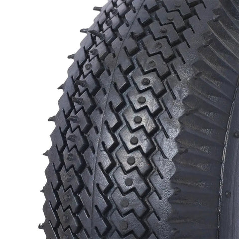Heavy duty 10 inch pneumatic caster wheel tire featuring flat proof rubber and a textured tread for enhanced grip.