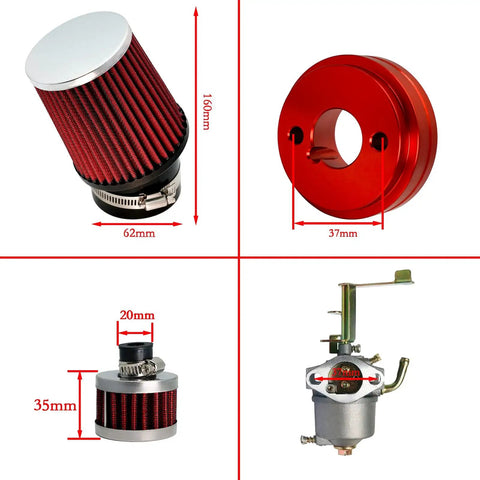 Performance Boosts Top Speed Carburetor Air Filter Adapter Kit for FRP GMB100 Coleman CT100U CC100X 98cc Predator 79cc