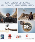 8K 360 Drone For Immersive Flight With Point To Fly Motion Control Obstacle Avoidance Ultra Lightweight 249g Foldable Design