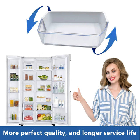 Right Side Refrigerator Door Shelf Basket Bin Replacement For RF260 RF261 RF263 Beaesr with 6 Magnets, fridge and woman smiling