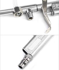 Close-up of Heavy Duty Aluminum Pneumatic Spray Gun with Adjustable Nozzle Tip and One Quarter Inch Inlet for High Pressure Cleaning