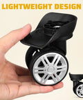 Close-up of a Universal 2 Pairs Luggage Wheels Replacement Kit For Suitcases And Travel Trunks With Spinner Double Row Casters in hand