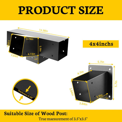 30 Degree 4 Way Pergola Bracket With Wall Mount Post Base For 4x4 Lumber 13 Gauge Slant Post Brackets Heavy Duty DIY Woodwork For Patio Pergolas Gazebos And Log Cabins 2 Pack