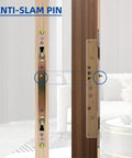Eleven And Three Quarters Inch Multi Point Mortise Lock With Face Plate For Sliding Patio Glass Doors Two Point Mortise Lock Replacement Fits Three Fifteen Sixteenths Inch Handle Anti Slam Pin For Enhanced Patio Door Security installed on door