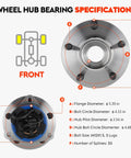 Front and side view of Front Wheel Hub Bearing Assembly Fits Malibu 2004 2012 Cobalt 2008 2010 HHR 2008 2010 Pontiac G6 2005 2010 Saturn Aura 2007 2009 5 Lug With ABS Replacement 513214 1 Piece.