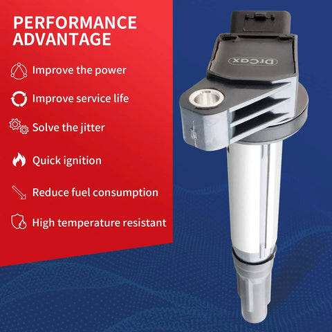OEM Ignition Coil UF487 C1601 90919A2007 for Lexus 3.5L V6 engines, side view highlighting performance advantages.