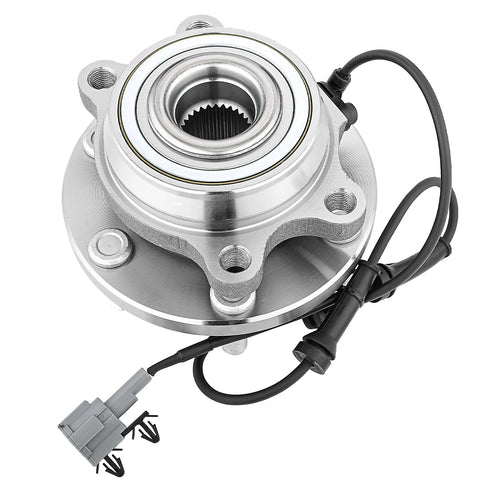 Close-up view of Pair Front Wheel Bearing And Hub Assembly For 2005-2019 Nissan Pathfinder Xterra Frontier And 2009-2012 Suzuki Equator 4x4 Models