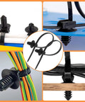 60 Pack Nylon Universal Cable Ties With Push Mount Buckles Pro Grade Heavy Duty High Temp Zip Tie Mounts shown in use
