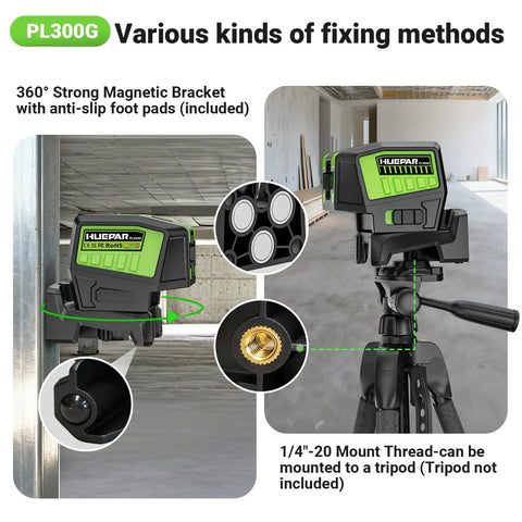 Three Point Self Leveling Laser Level With Plus Mode And 360 Degree Magnetic Base for quick plumb dots alignment on tripod
