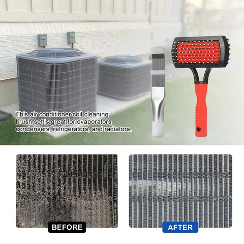 Heavy Duty Air Conditioner Coil Cleaner Brush And Fin Comb Kit Stainless Steel Evaporator Straightener For Hvac Units Knock Out Grime And Flatten Bent Fins Without Breaking A Sweat For Homeowners