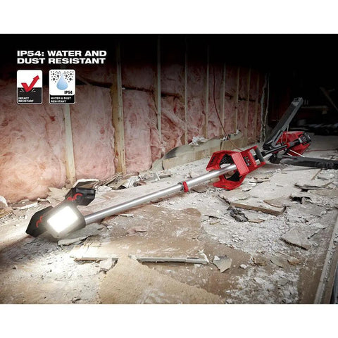 Heavy Duty Tower Light With Built In Charger For Job Sites 6000 Lumen TrueView Lighting on a construction site floor