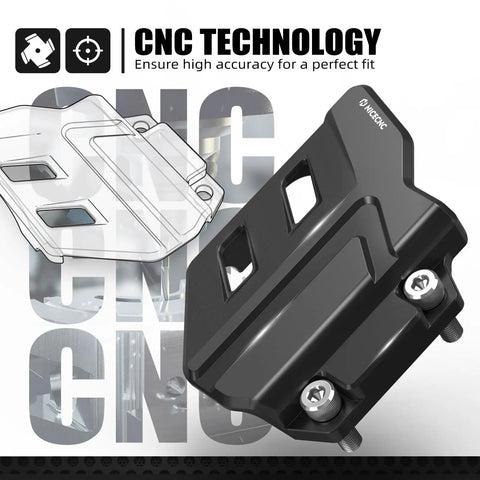 Rear Brake Master Cylinder Guard For Motorcycle Lightweight 6061T7 Billet Aluminum Protection CNC design shown