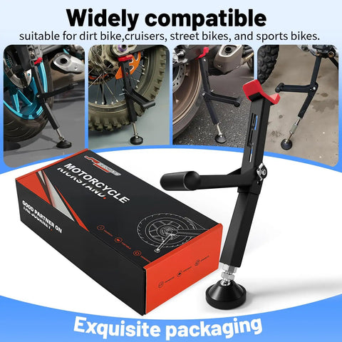 Compact Foldable Motorcycle Wheel Lift Stand For Front Or Rear Wheels, Ultra Portable Trail Stand With Second Gen Design