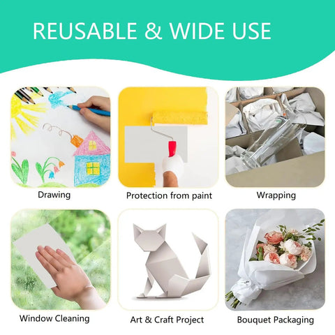 Various uses for 24X36 Inch Moving Newsprint Packing Paper Bulk 10.8Lb include drawing, wrapping, and art projects