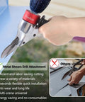 360 Degree Pivoting Drill Metal Shear Attachment cutting metal sheet with adjustable handle