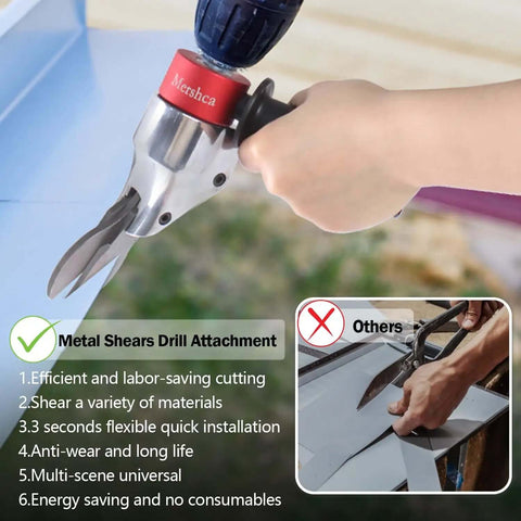 360 Degree Pivoting Drill Metal Shear Attachment cutting metal sheet with adjustable handle