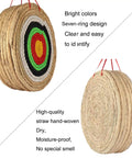 Traditional Handmade Archery Target with 7 Layer Straw Core for Backyard Practice, side and front views