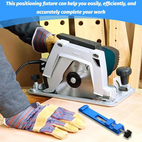 Slick Adjustable Cutting Machine Base Guide With Dead On Circular Saw Milling Positioning Clamp on workbench with circular saw.