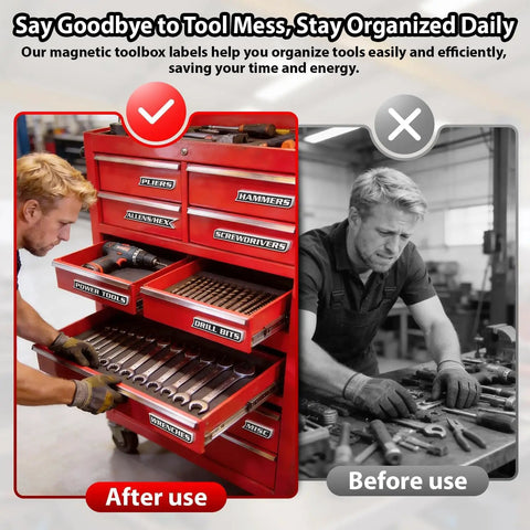 Kickass 12 Piece Magnetic Toolbox Labels For Shop Drawers 3D Printed Tool Identification Stickers Garage Organization Kit Keeps Your Rig Hella Neat And Ready To Go